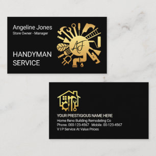 Namensinitialen Monogramm Handwerker Werkzeuge Visitenkarte