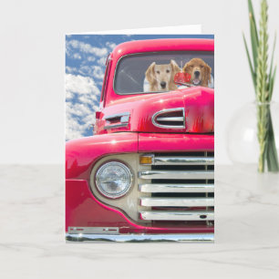 Namenskinder Golden Retriever im Oldtimer-LKW Karte