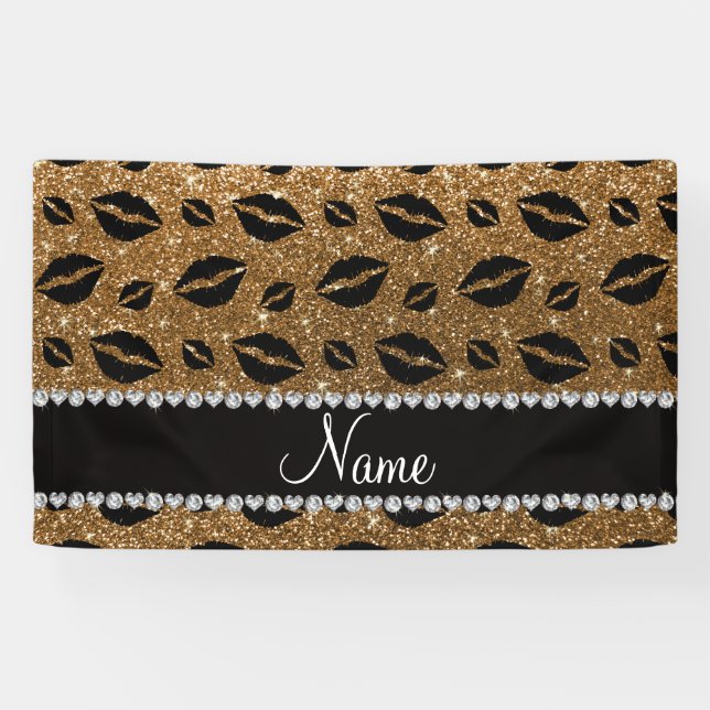 Namenslippenstift küsst GoldGlitter Banner (Horizontal)