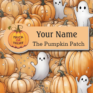 Namensmarke mit Halloween Pumpkin Custom Text Abze Namensschild