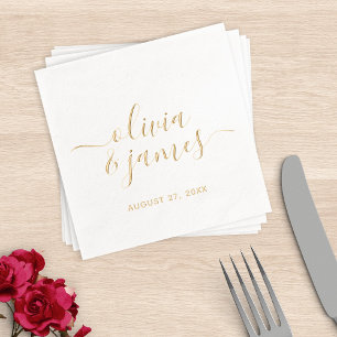 Namenspaar Kalligrafie Schrift Hochzeit Servietten Mit Folie