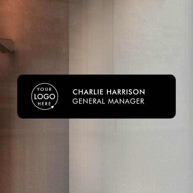 Namensplakette | Geschäftslogo Stilvolle schwarze  Fensteraufkleber (Von Creator hochgeladen)