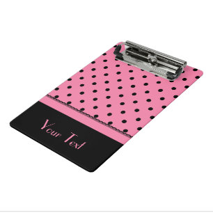 Namensrohr-Socken-Schwarz-Tupfen-Pink Mini Klemmbrett