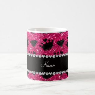 NamensRosenrosa-Glitterprinzessin krönt Diamanten Tasse