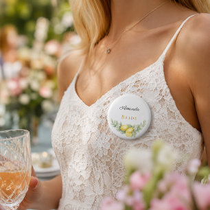Namensschild Braut in Sicht mit Zitrone Button