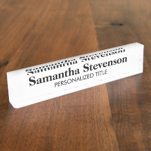 Namensschild des personalisierten Schreibtisches Namensplakette