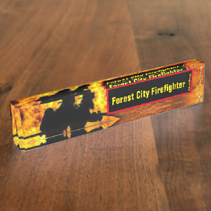 Namensschild für den Feuerwehrmann in Forest City Namensplakette