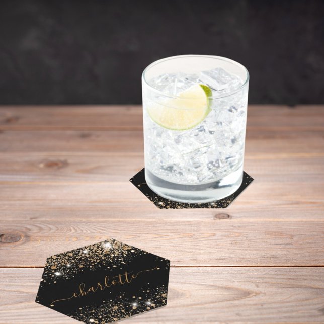 Namensschild für den schwarzen Glitzer Untersetzer (Von Creator hochgeladen)