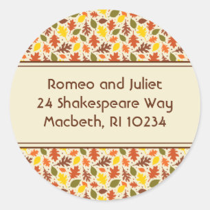 Namensschild für Herbst auf Creme Runder Aufkleber