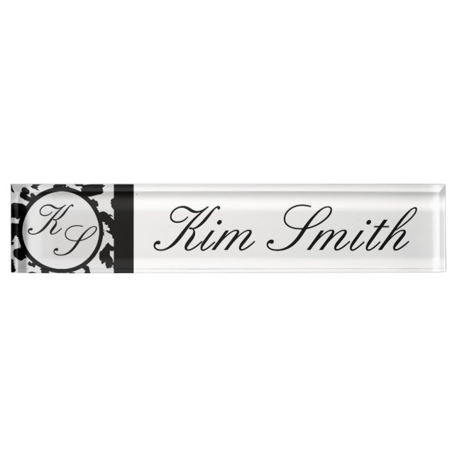 Namensschild-Leopard-Druck-Monogramm-Schreibtisch Namensplakette (Vorderseite)