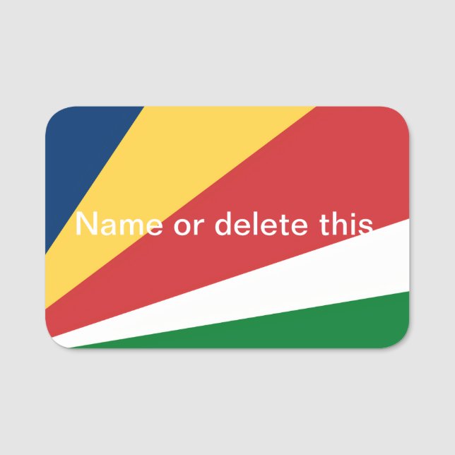 Namensschild mit den Farben der Seychellen (Vorderseite)