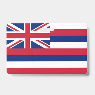 Namensschild mit Flagge des Bundesstaates Hawaii,  Ausweis