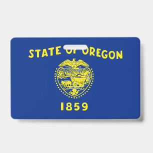 Namensschild mit Flagge des Bundesstaates Oregon, Ausweis