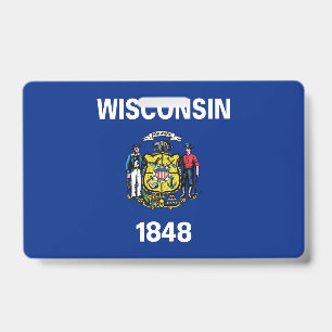 Namensschild mit Flagge des US-Bundesstaates Wisco Ausweis