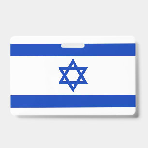 Namensschild mit Flagge Israels Ausweis