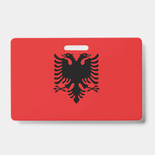 Namensschild mit Flagge von Albanien Ausweis