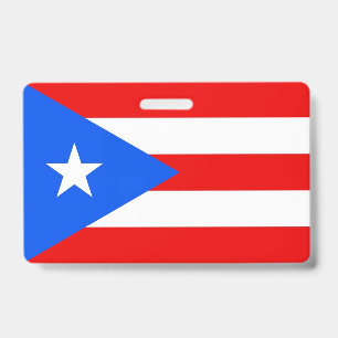 Namensschild mit Flagge von Puerto Rico, USA Ausweis