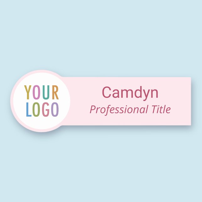 Namensschild mit rosa Circle Custom Logo Wellness- (MISOOK Circle Shaped Rectangle Pink Name Tag)