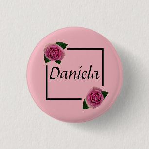Namensschild mit Rosen Button