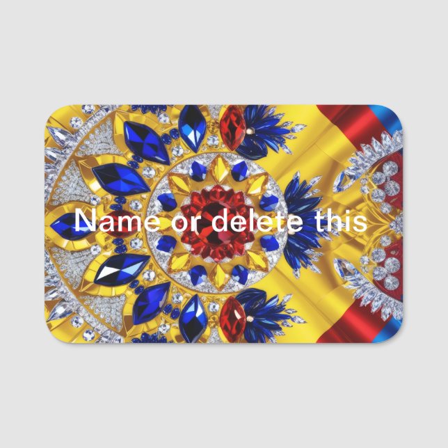 Namensschild mit rumänischen Farben (Vorderseite)