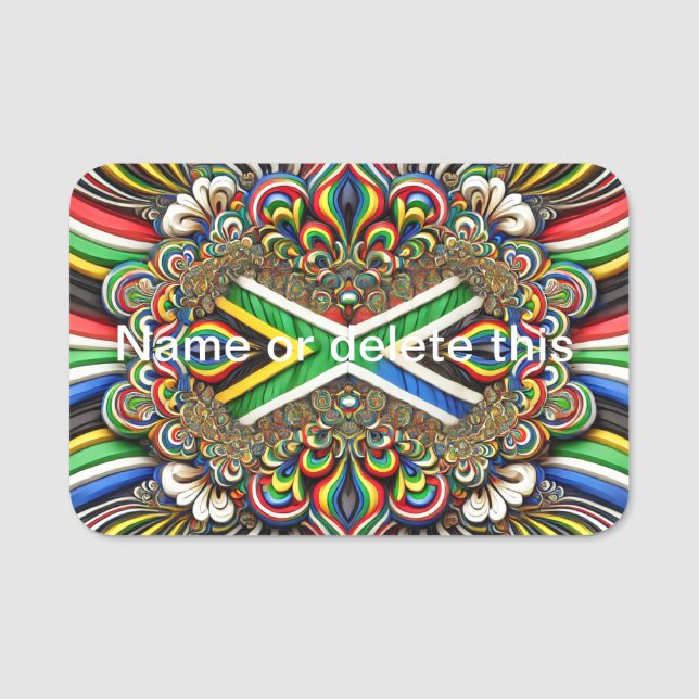 Namensschild mit südafrikanischen Farben (Vorderseite)