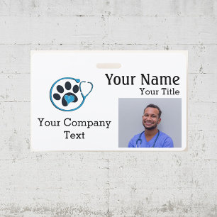 Namensschild mit Tierarzt-Logo-Text PHOTO ID a Ausweis