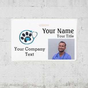 Namensschild mit Tierarzt-Logo-Text PHOTO ID b Ausweis