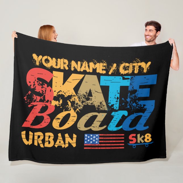 Namensschild-Skateboard Städtische SK8-Distressive Fleecedecke (Beispiel)