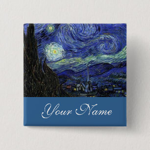 Namensschild, Vincent van Gogh, Sternennacht Button