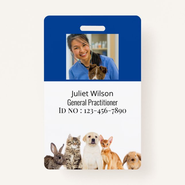 Namensschilder Blau-Tierarzt-Abzeichen Ausweis (Vorderseite)