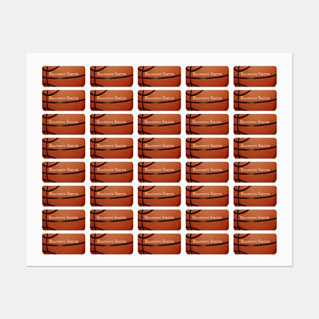 Namensschilder für Basketball Etiketten (Blatt)