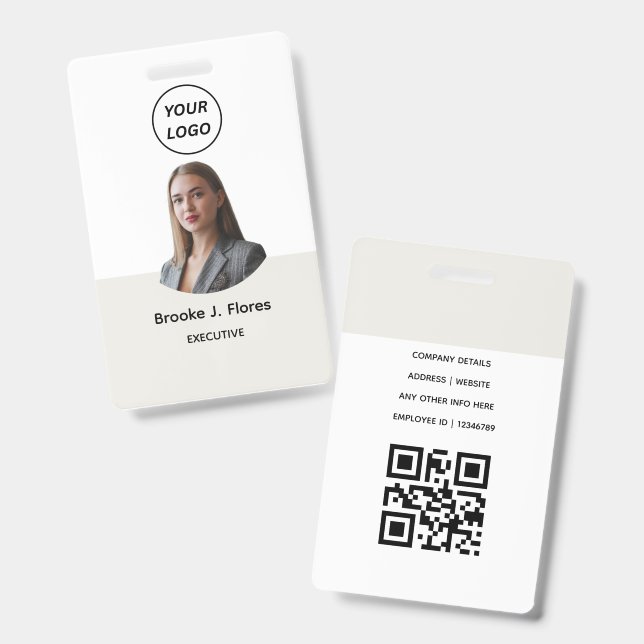 Namensschildkarte | Benutzerdefinierte QR-Code-Mit Ausweis (Vorder- & Rückseite)