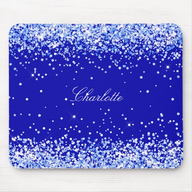 Namensschrift für Royal Blue Glitzer Glitzern Mousepad (Vorne)