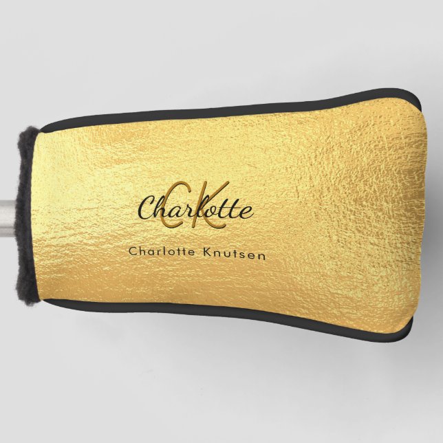 Namensskript für Goldmonogramm Golf Headcover (Vorderseite)