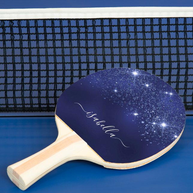 Namensskript für Navy Blue Glitzer Tischtennis Schläger (InSitu)