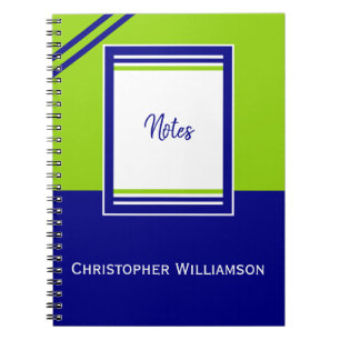 Namensstreifen blau und grün hinzufügen notizblock