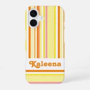 Namensstreifen-Perlen orange pink Hülle iPhone 16 Hülle