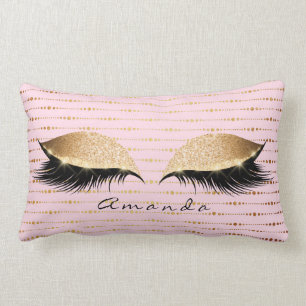 Namensstreifen Prinzessin-Rose Gold Glitter Lashes Lendenkissen