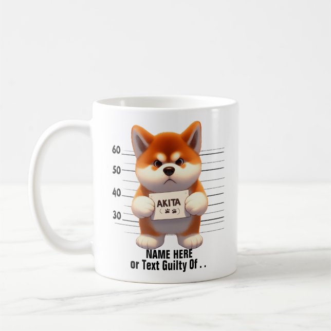 Namenstext hinzufügen, Akita Hund Tasse Shot (Links)