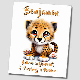 Namenstext hinzufügen, Baby Cheetah Cub Kinderzimm Poster