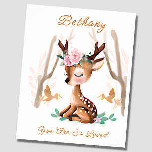 Namenstext hinzufügen, Baby Deer Fawn Woodland Kin Poster