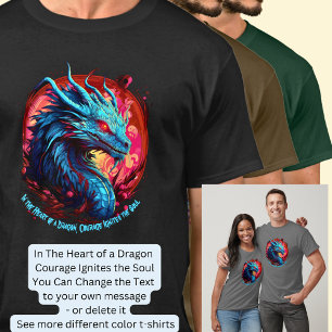 Namenstext hinzufügen, Blauer Drache auf Red Sun T T-Shirt