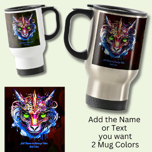 Namenstext hinzufügen Blauer Rosa Fantasie Drachen Reisebecher