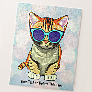 Namenstext hinzufügen, Coole Katzen-Sonnenbrille a Puzzle