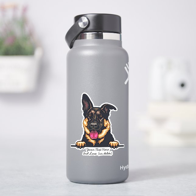 Namenstext hinzufügen, deutscher Schäferhundsticke Aufkleber (HydroFlask)