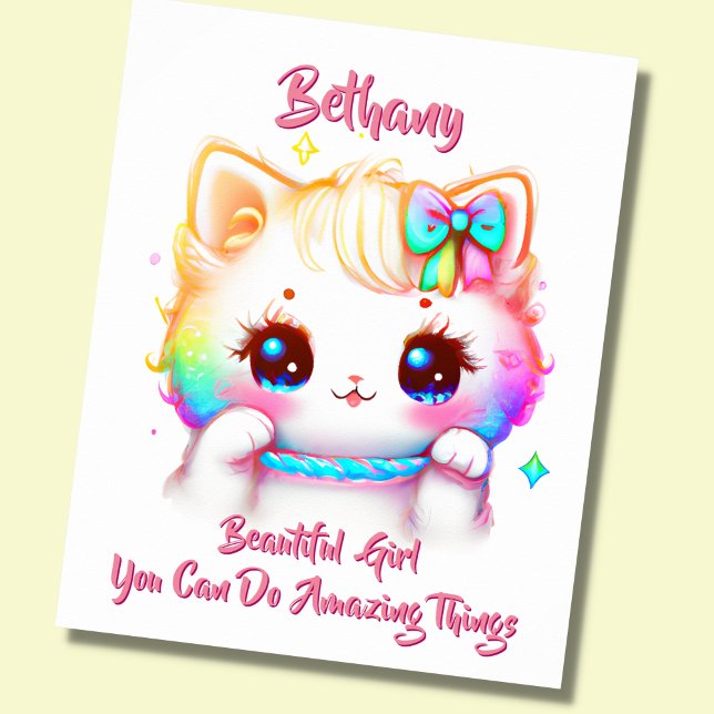 Namenstext hinzufügen, farbiges Kinderzimmer Kätzc Poster (Von Creator hochgeladen)