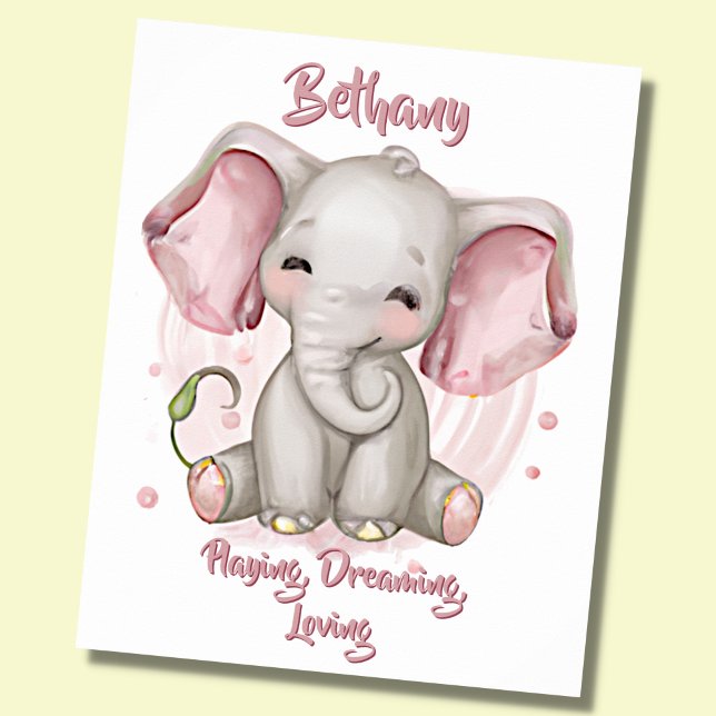 Namenstext hinzufügen, Happy Baby Elephant Kinderz Poster (Von Creator hochgeladen)