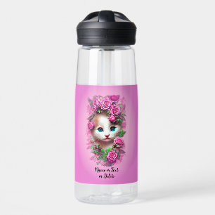 Namenstext hinzufügen, Niedliches Shabby Chic Kitt Trinkflasche