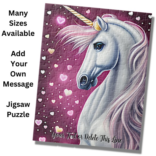 Namenstext hinzufügen, Silver Mauve Unicorn, Herz  Puzzle (Von Creator hochgeladen)