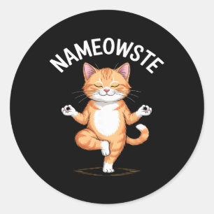Nameowste Lustige Yoga-Katze meditierend Runder Aufkleber